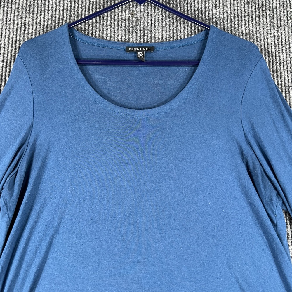 Eileen Fisher Womens Dress Large Blue Long Sleeve Lightweight Casual Comfort